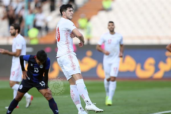 ورزشی ، فوتبال ، مقدماتی جام جهانی قطر 2022 ، 18 مهر 1398 ، ایران 14 کامبوج 0 ،   شادی گل سردار آزمون