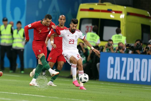 ورزشی ، فوتبال ، جام جهانی 2018 روسیه ، 4 تیر  1397 ، ایران 1 پرتغال 1 ،   رامین رضاییان و کریس رونالدو