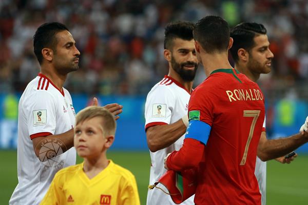 ورزشی ، فوتبال ، جام جهانی 2018 روسیه ، 4 تیر  1397 ، ایران 1 پرتغال 1  ،   رامین رضاییان و کریس رونالدو